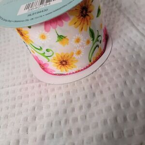 The Spring Shop Floral Daisy Ribbon 2.5in x 10yd Yellow Pink White HL9194430